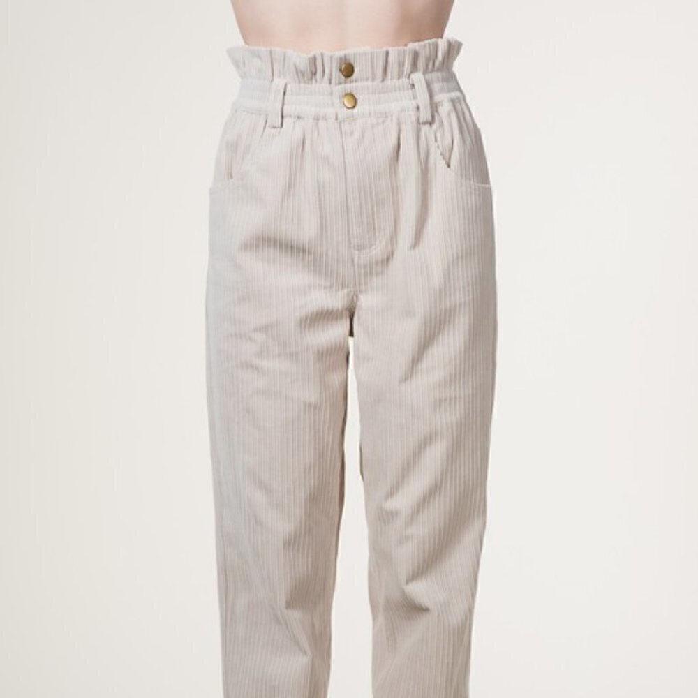 HIGH Waist Paperbag Corduroy Baggy Pants